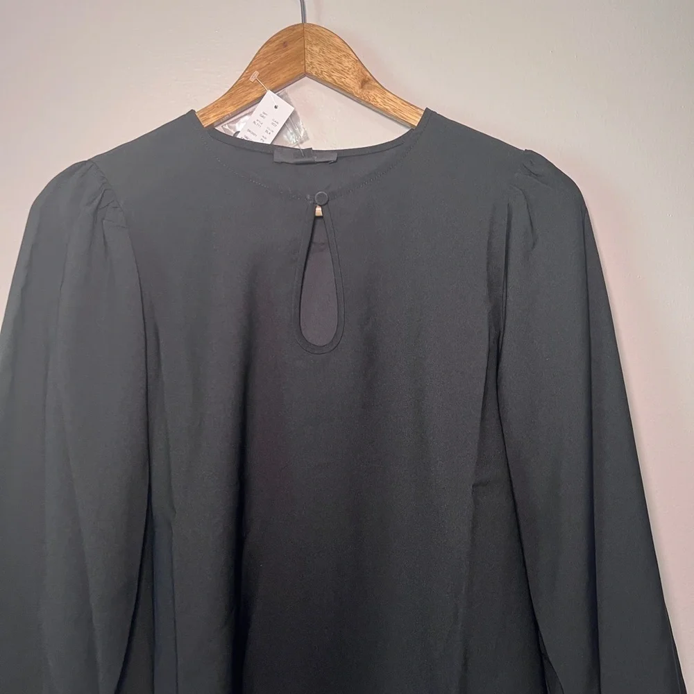 J.Crew Keyhole‎ Puff Sleeve Drapey Crepe Black